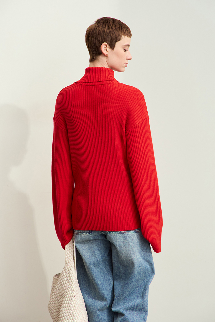 Lapel Drop-shoulder Sweater