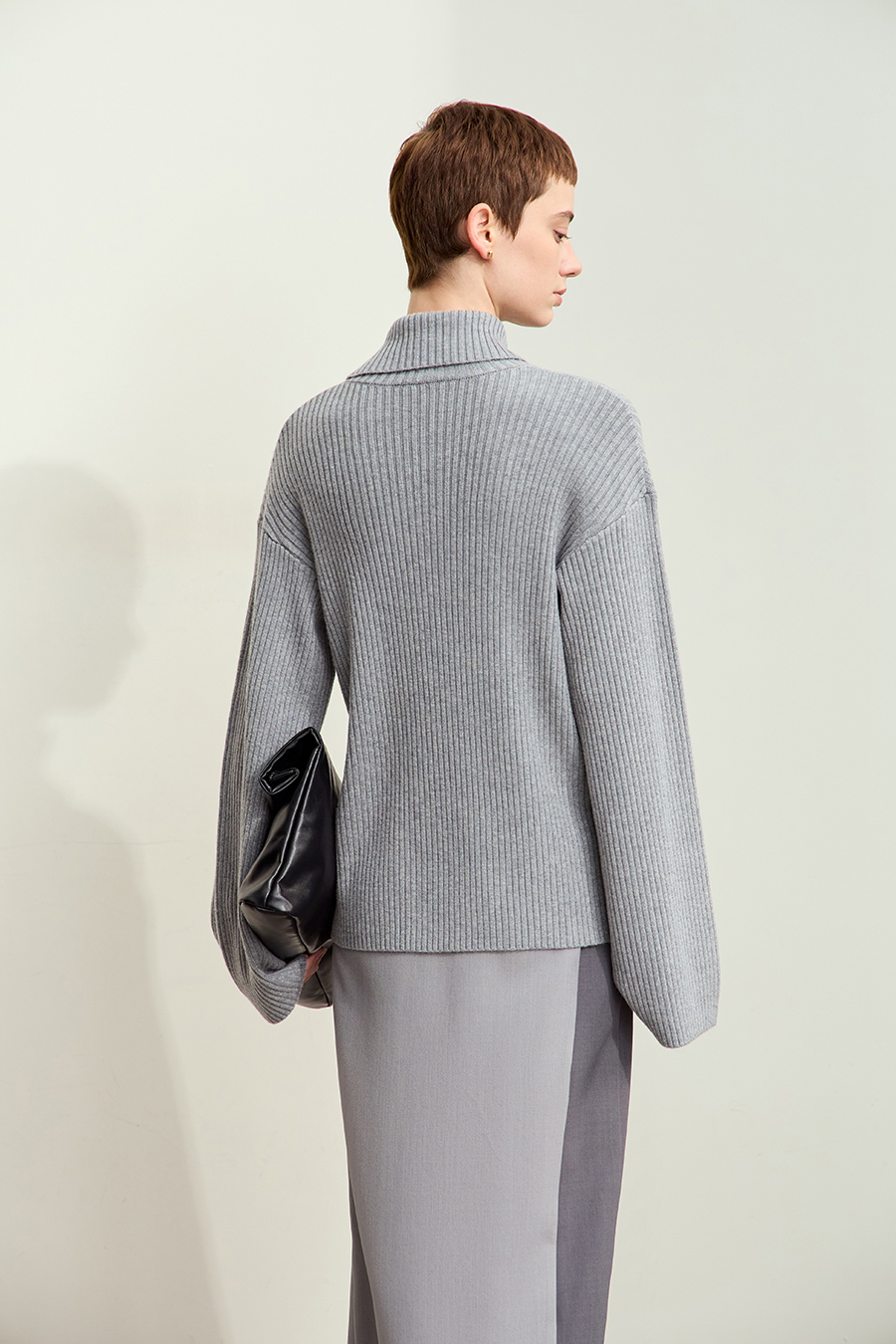 Lapel Drop-shoulder Sweater