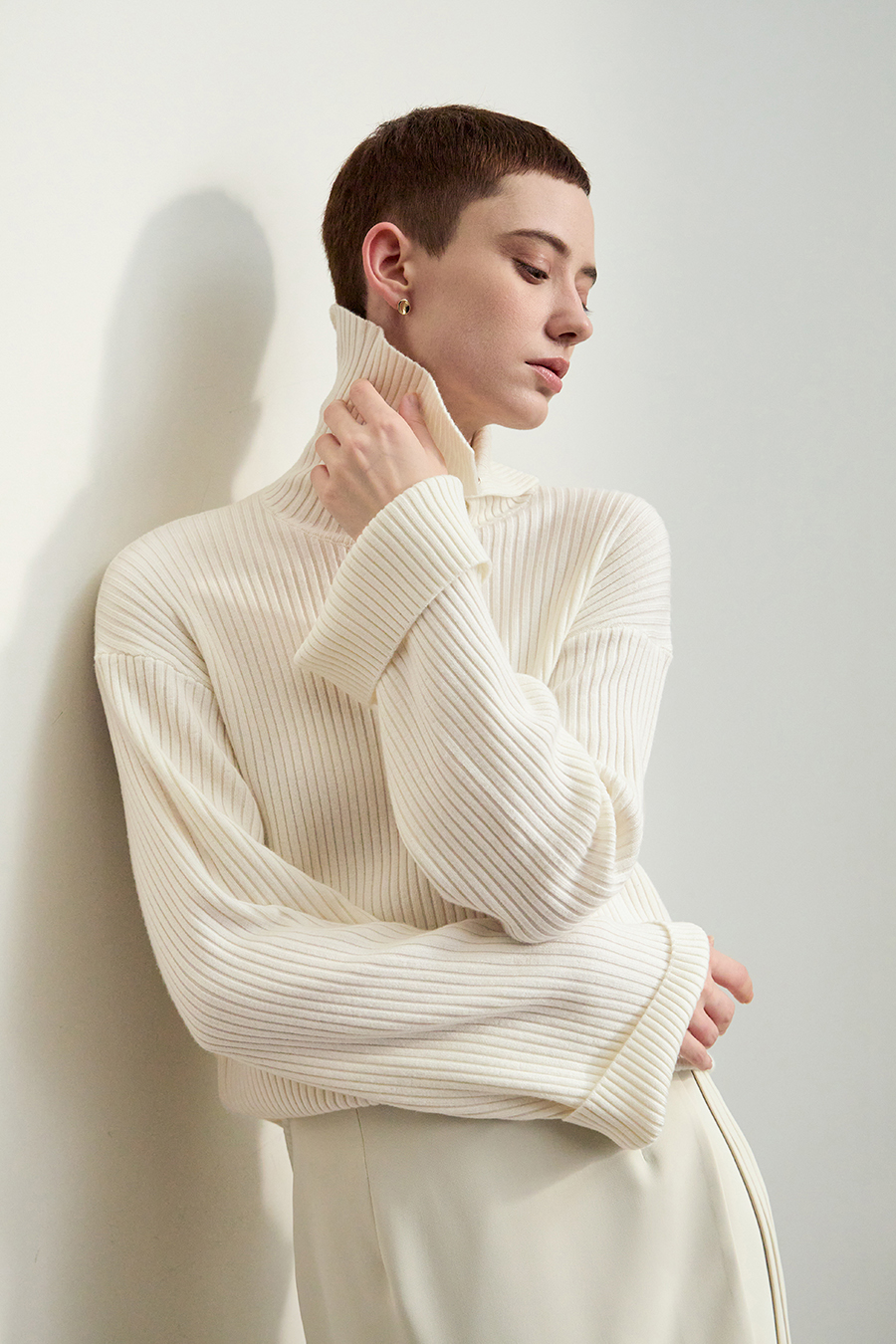 Lapel Drop-shoulder Sweater