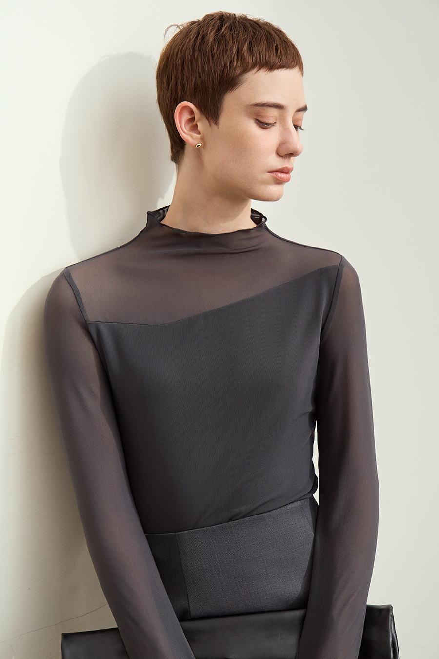 Slightly Sheer Mesh T - Shirt|AMII-AMII.com