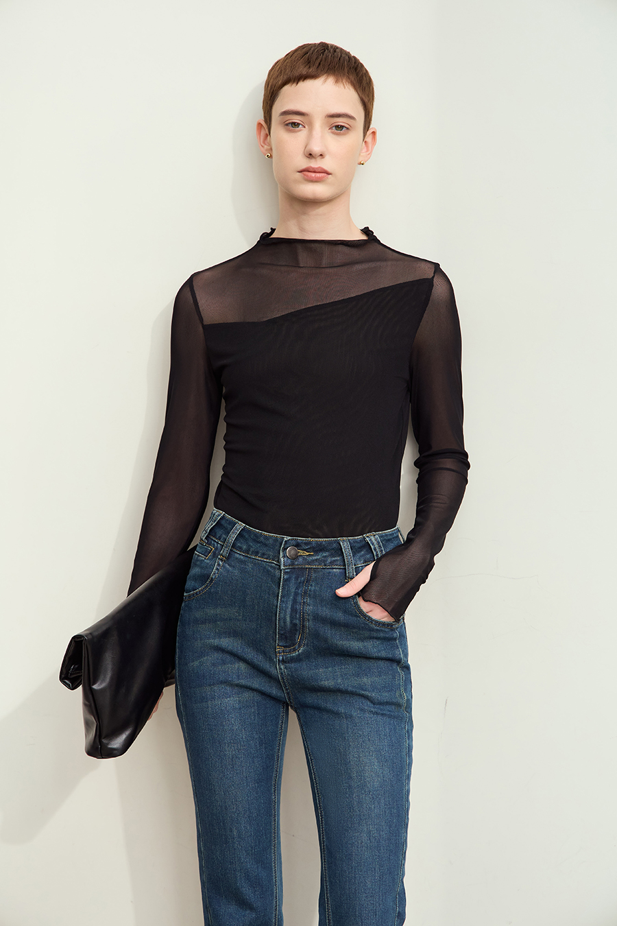 Slightly Sheer Mesh T - Shirt|AMII-AMII.com