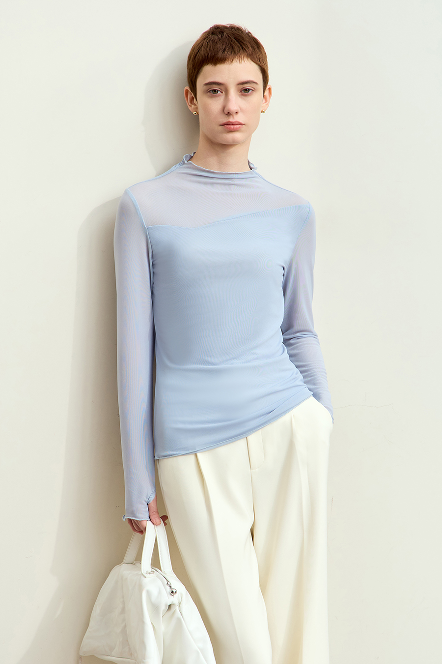 Slightly Sheer Mesh T - Shirt|AMII-AMII.com