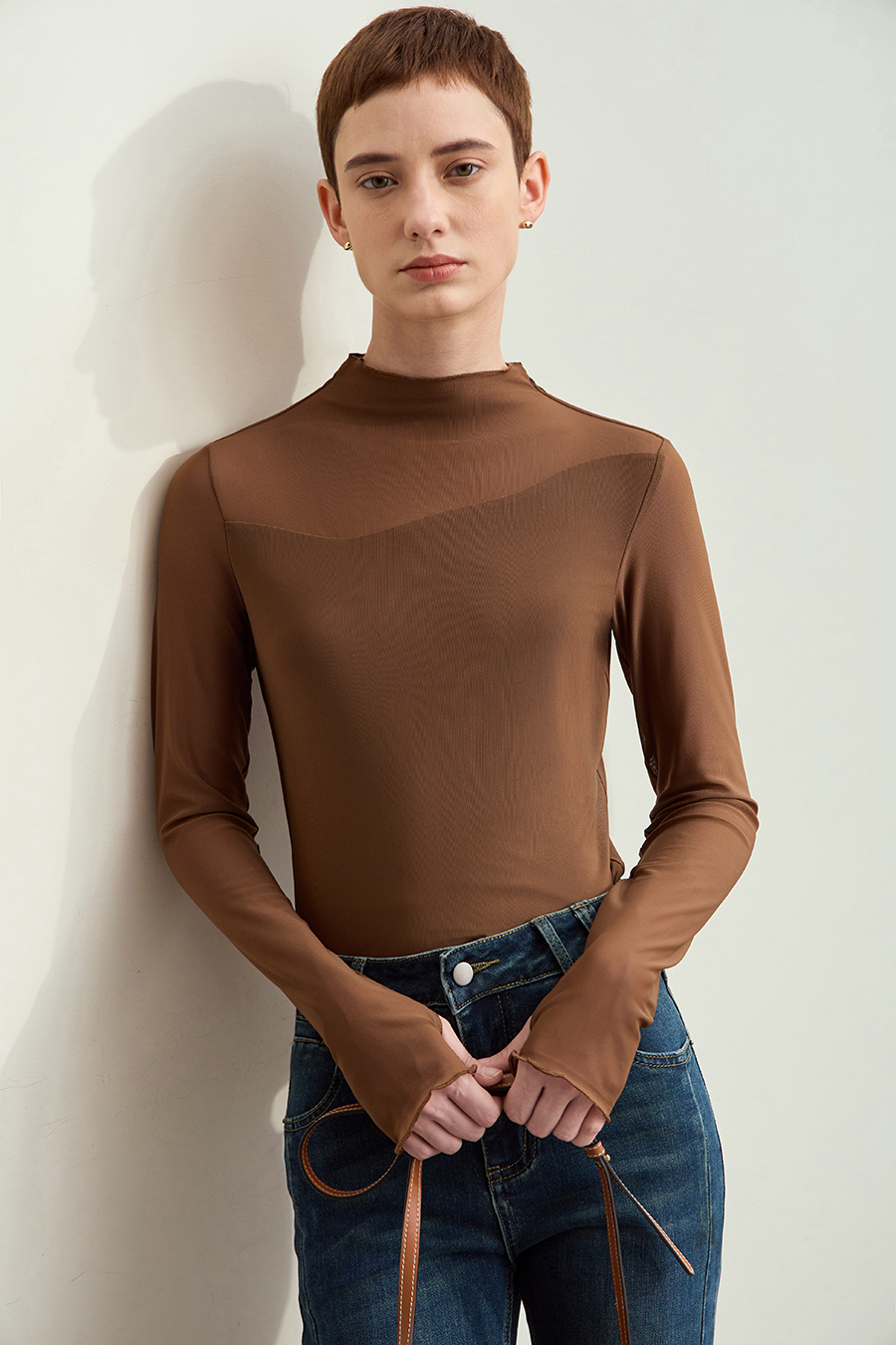Slightly Sheer Mesh T - Shirt|AMII-AMII.com