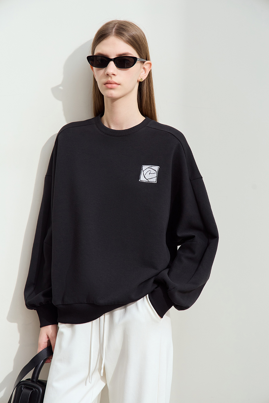 Letter Embroidered Fleece Sweatshirt