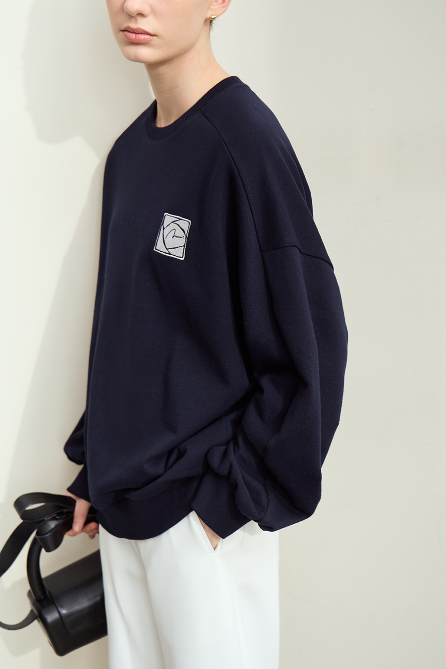 Letter Embroidered Fleece Sweatshirt