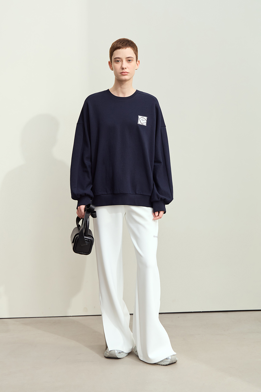 Letter Embroidered Fleece Sweatshirt