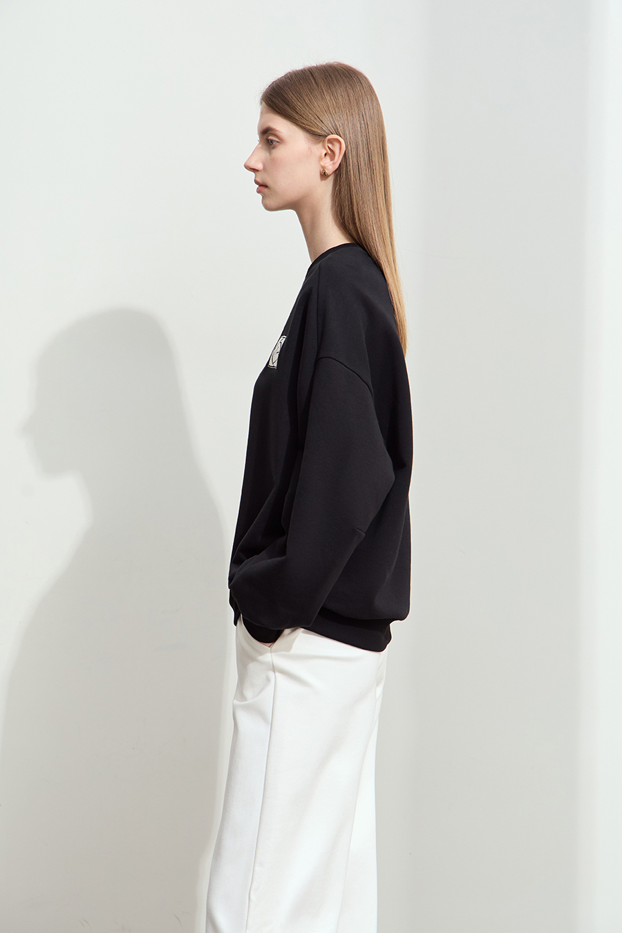 Letter Embroidered Fleece Sweatshirt