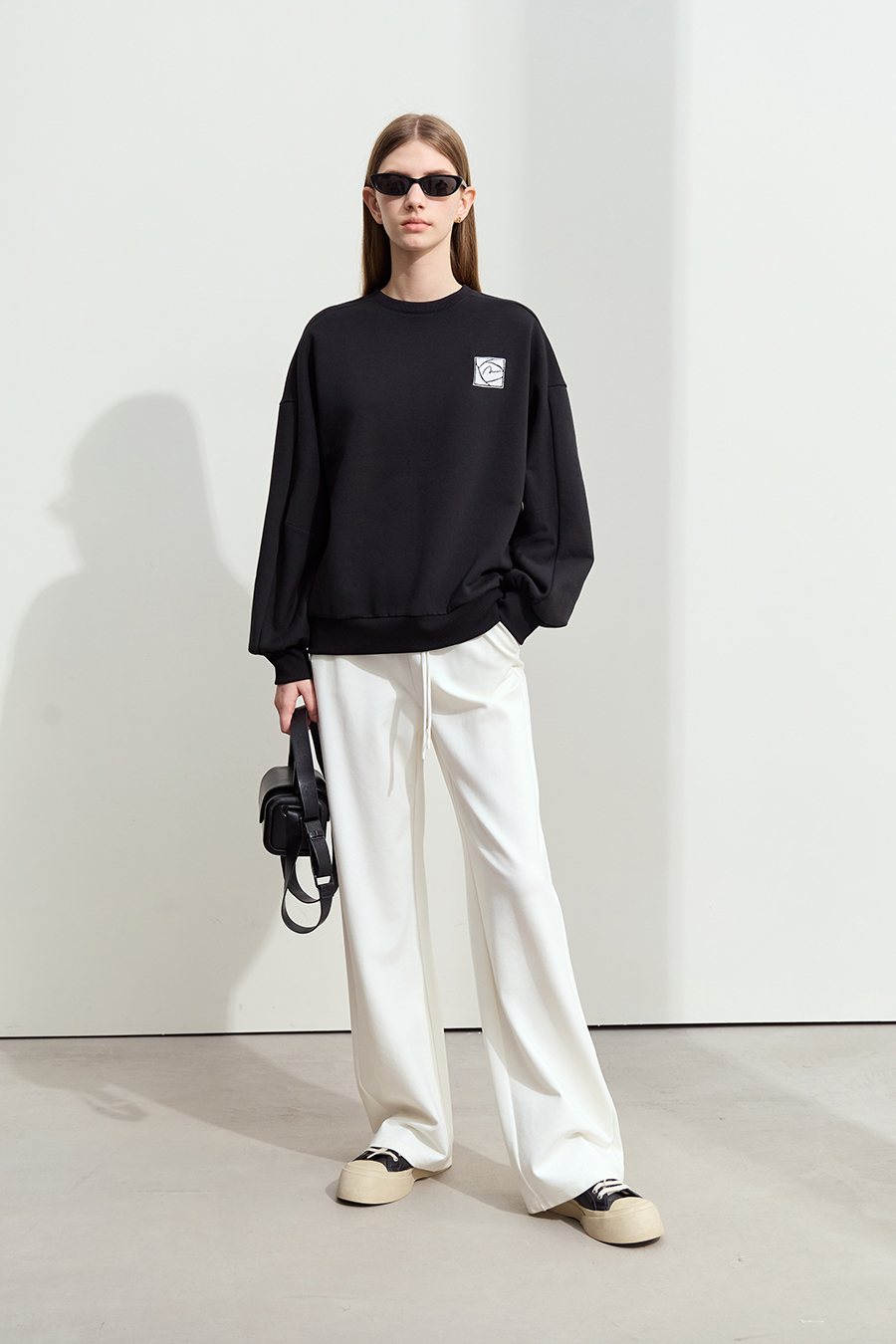 Letter Embroidered Fleece Sweatshirt