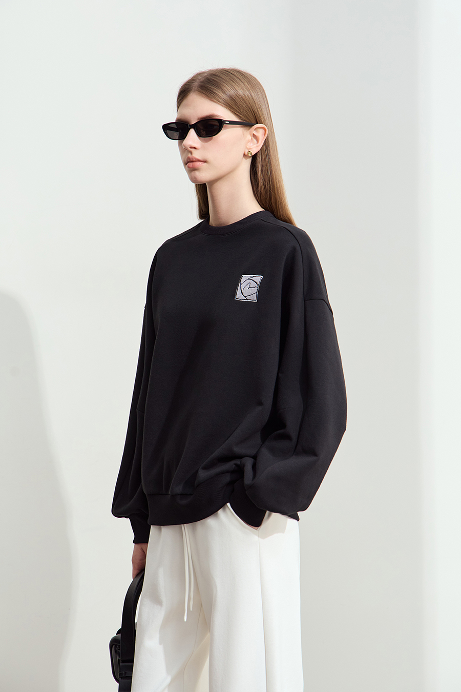 Letter Embroidered Fleece Sweatshirt