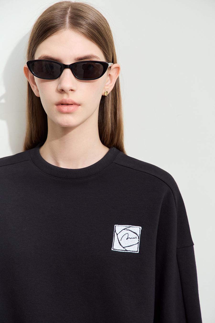 Letter Embroidered Fleece Sweatshirt