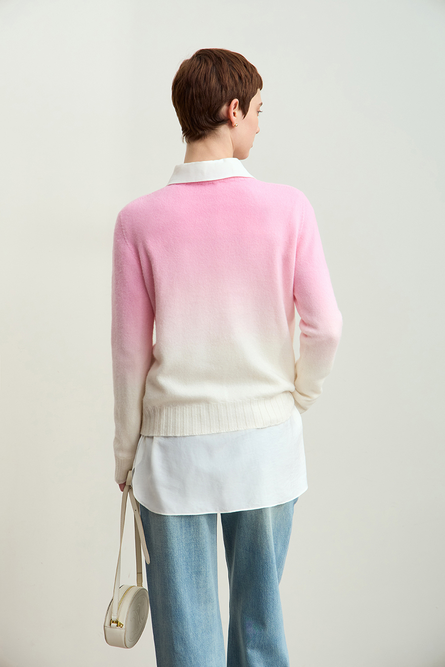 Crew Neck Seamless Ombre Sweater