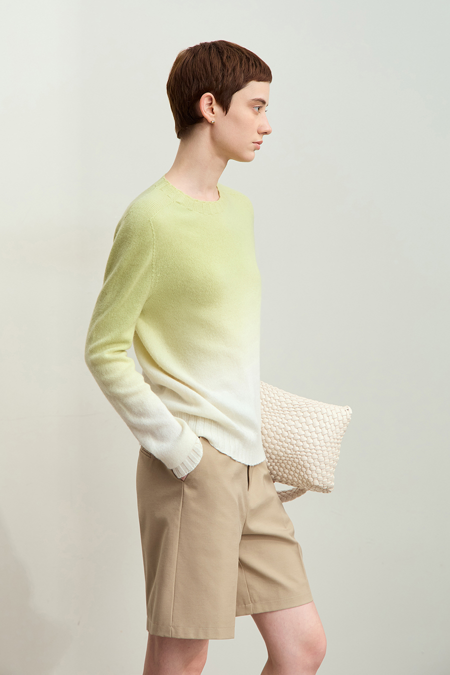 Crew Neck Seamless Ombre Sweater