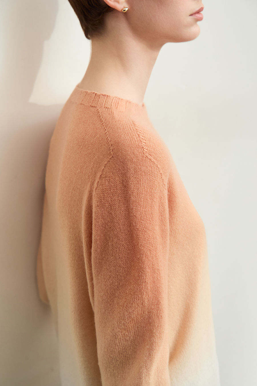 Crew Neck Seamless Ombre Sweater