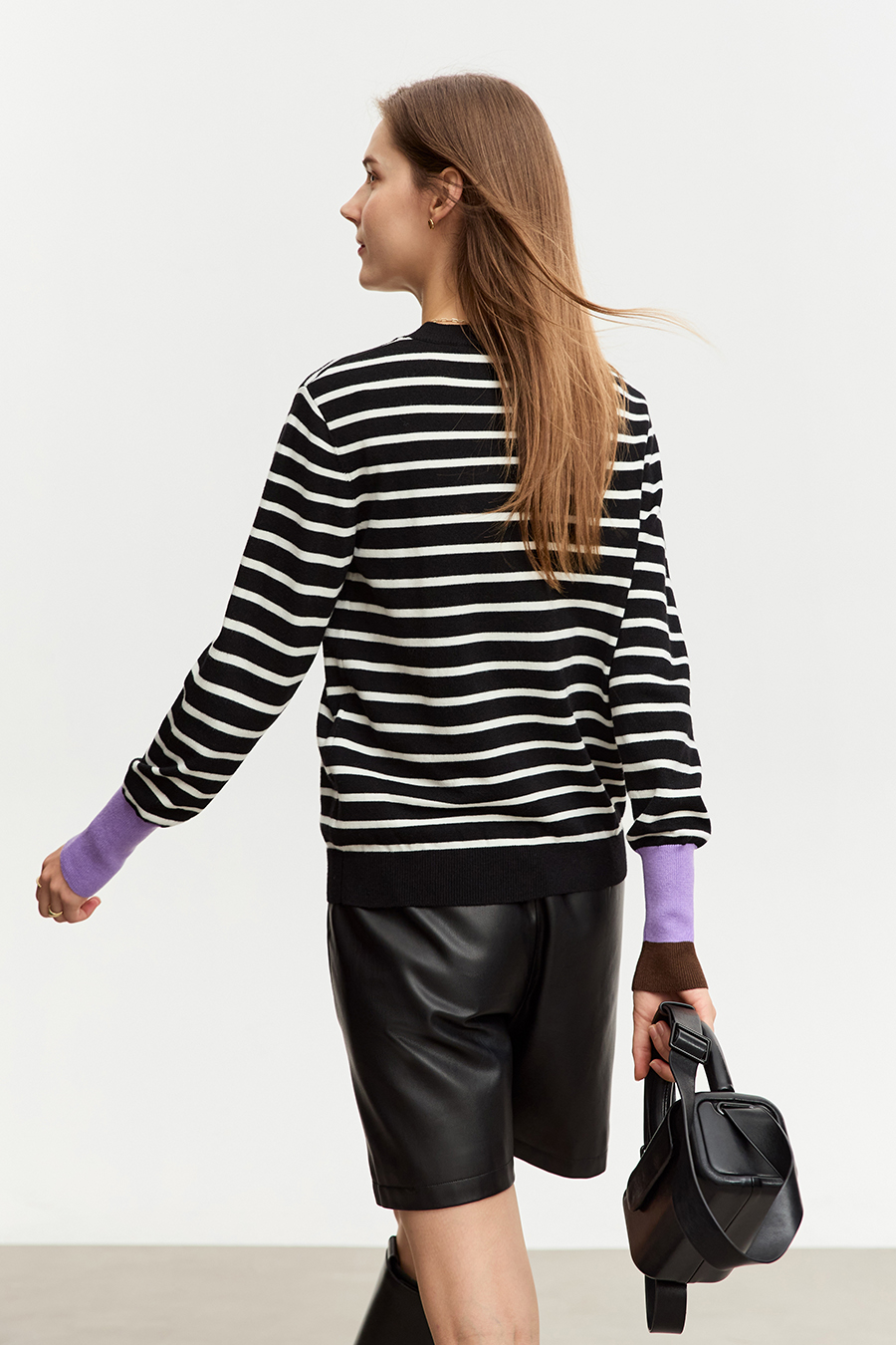 Color Block Embroidered Striped Sweater