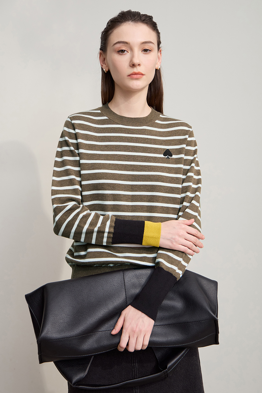 Color Block Embroidered Striped Sweater
