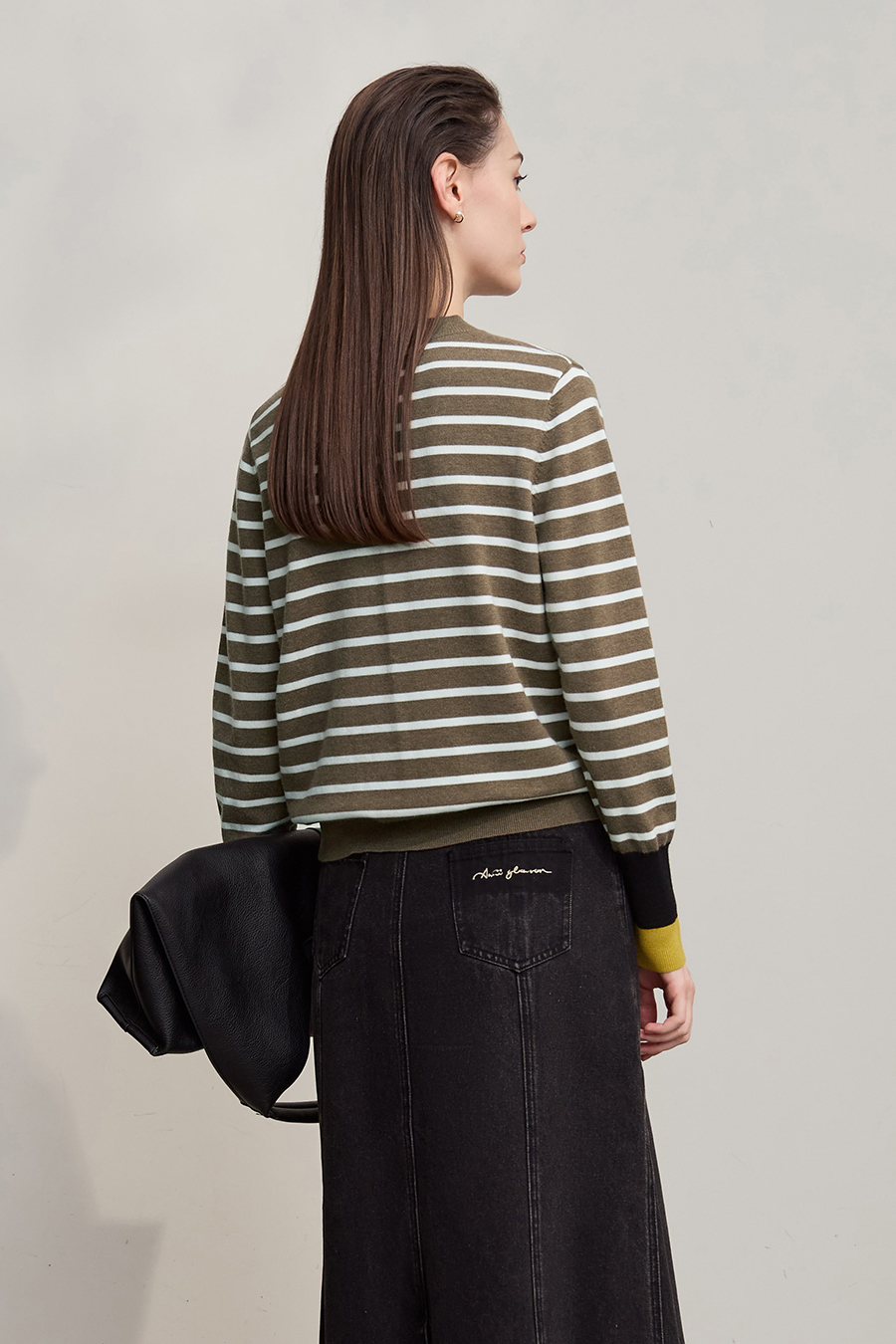 Color Block Embroidered Striped Sweater