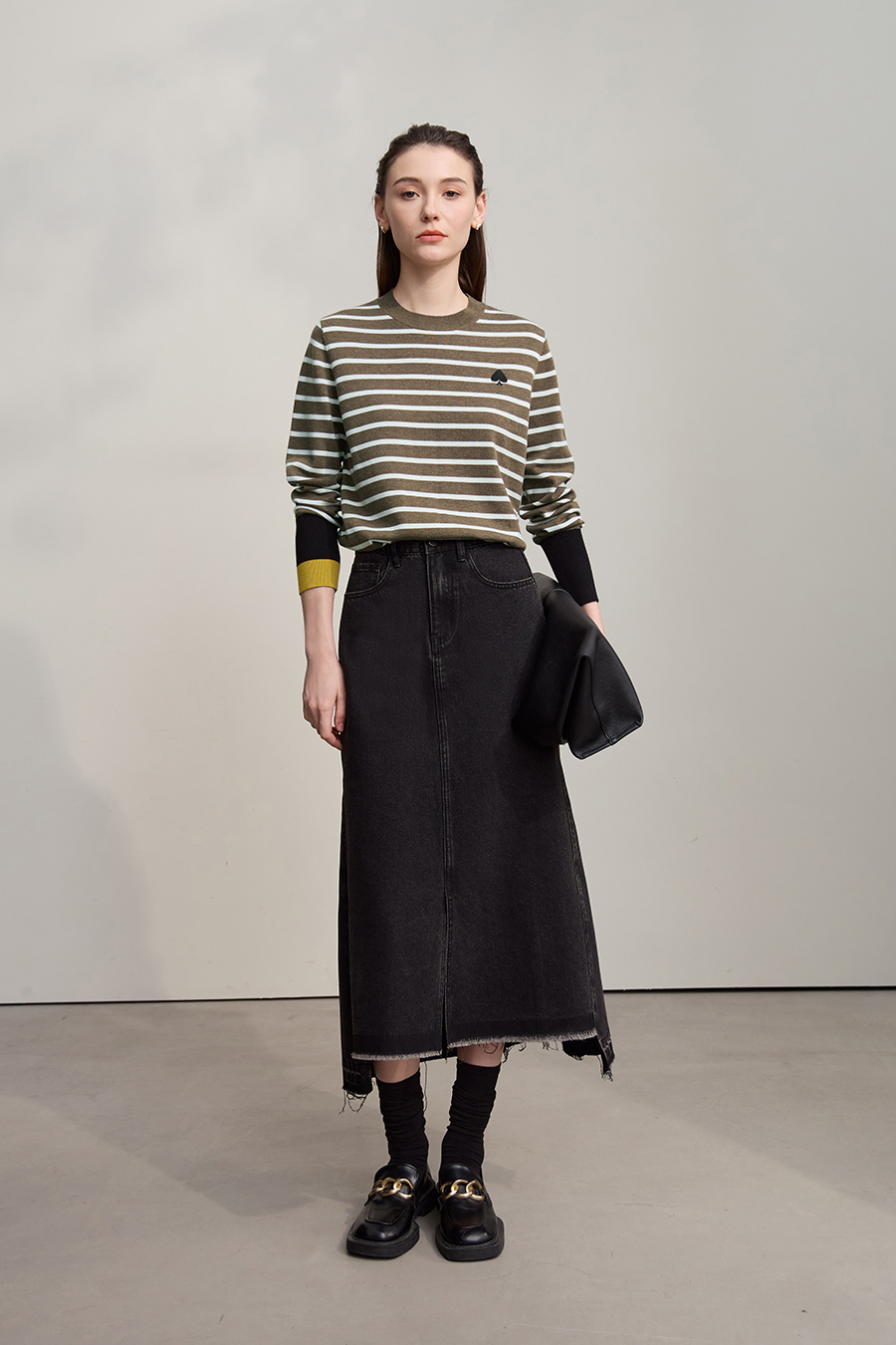 Color Block Embroidered Striped Sweater