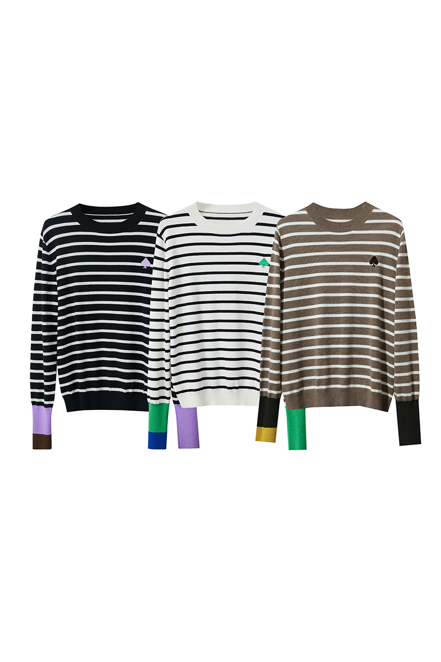 Color Block Embroidered Striped Sweater