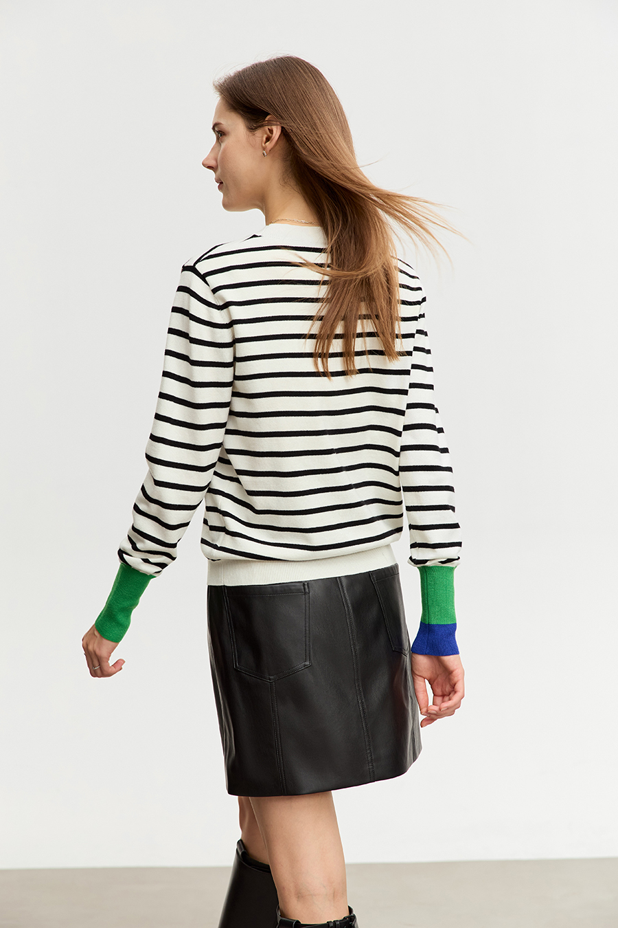Color Block Embroidered Striped Sweater