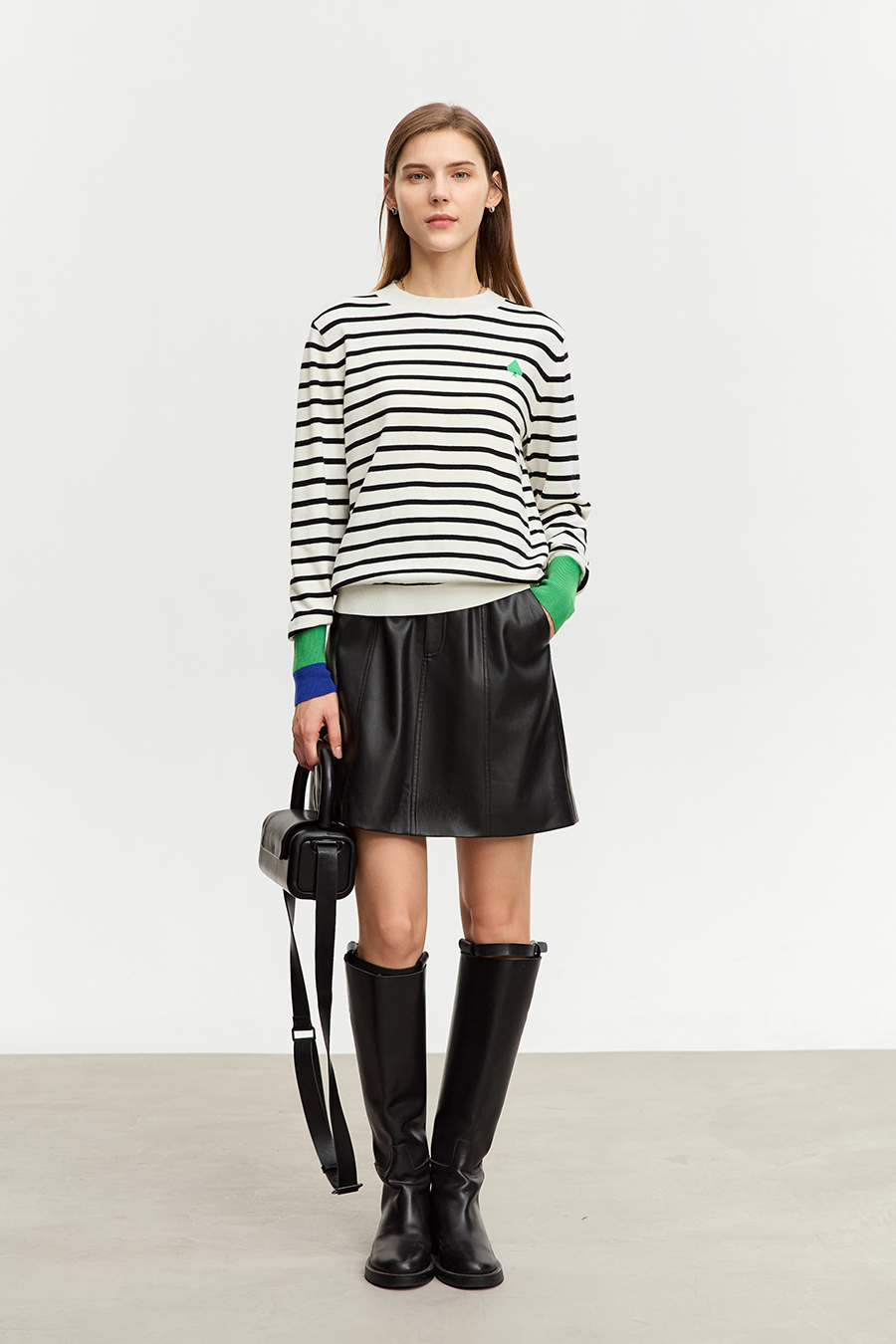 Color Block Embroidered Striped Sweater