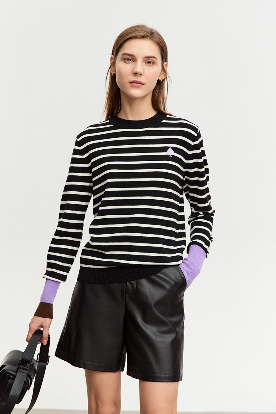 Color Block Embroidered Striped Sweater