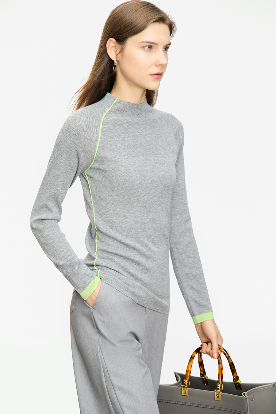 Color - block Mock Neck Sweater|AMII-AMII.com