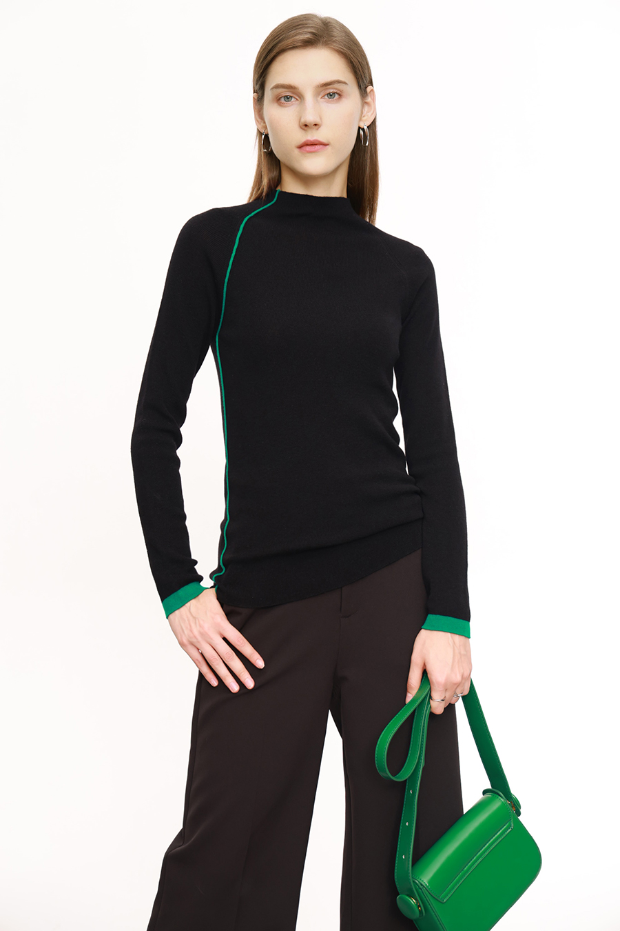 Color - block Mock Neck Sweater|AMII-AMII.com