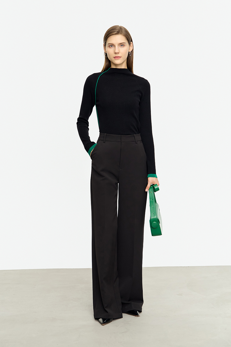 Color - block Mock Neck Sweater|AMII-AMII.com