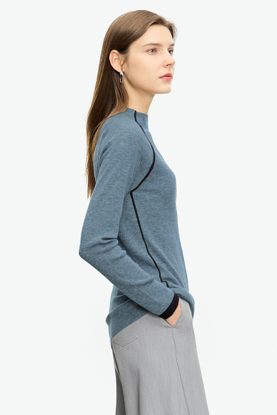 Color - block Mock Neck Sweater|AMII-AMII.com