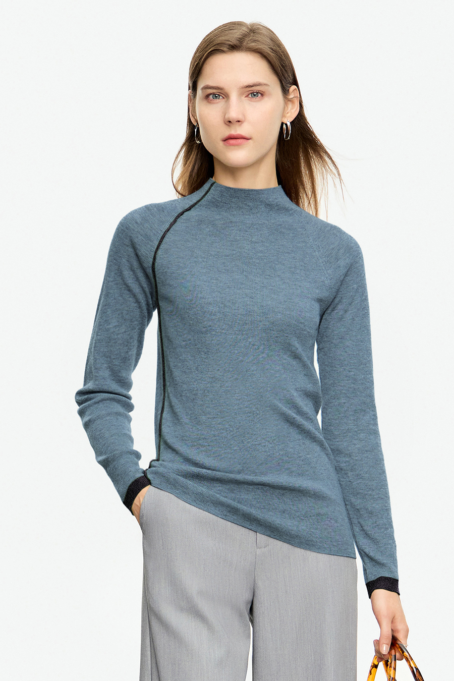 Color - block Mock Neck Sweater|AMII-AMII.com