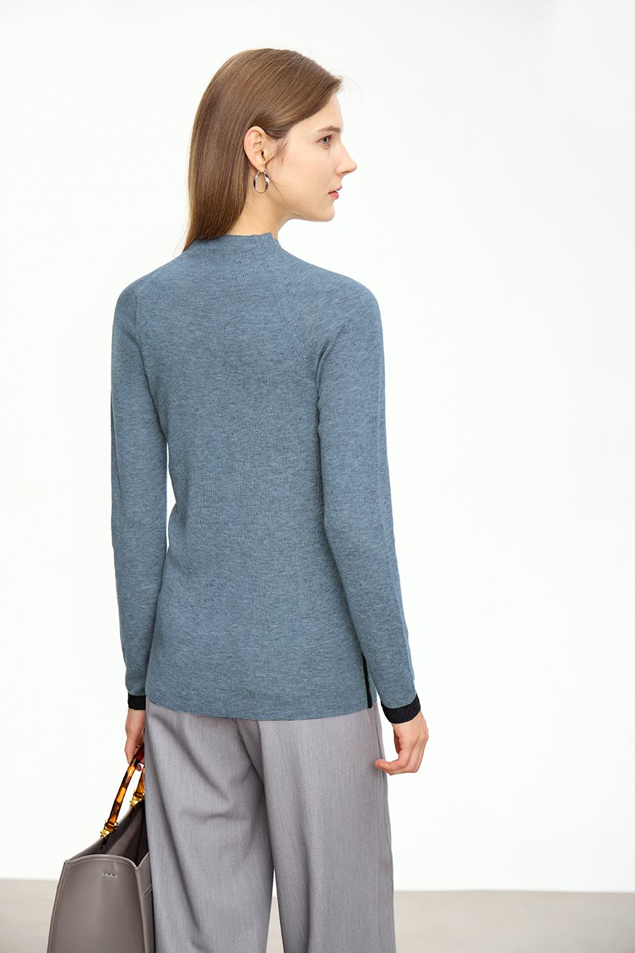 Color - block Mock Neck Sweater|AMII-AMII.com