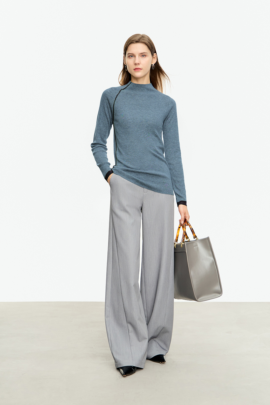 Color - block Mock Neck Sweater|AMII-AMII.com