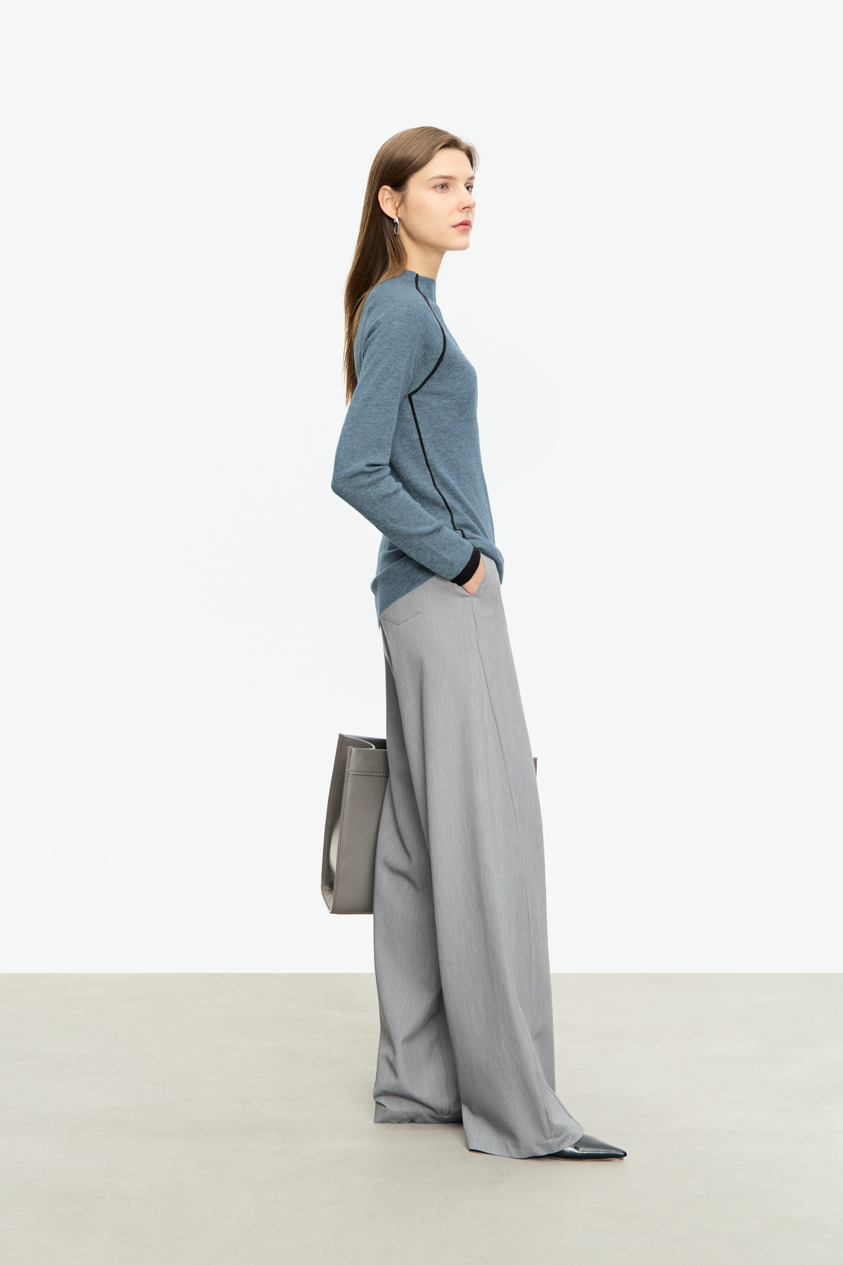 Color - block Mock Neck Sweater|AMII-AMII.com