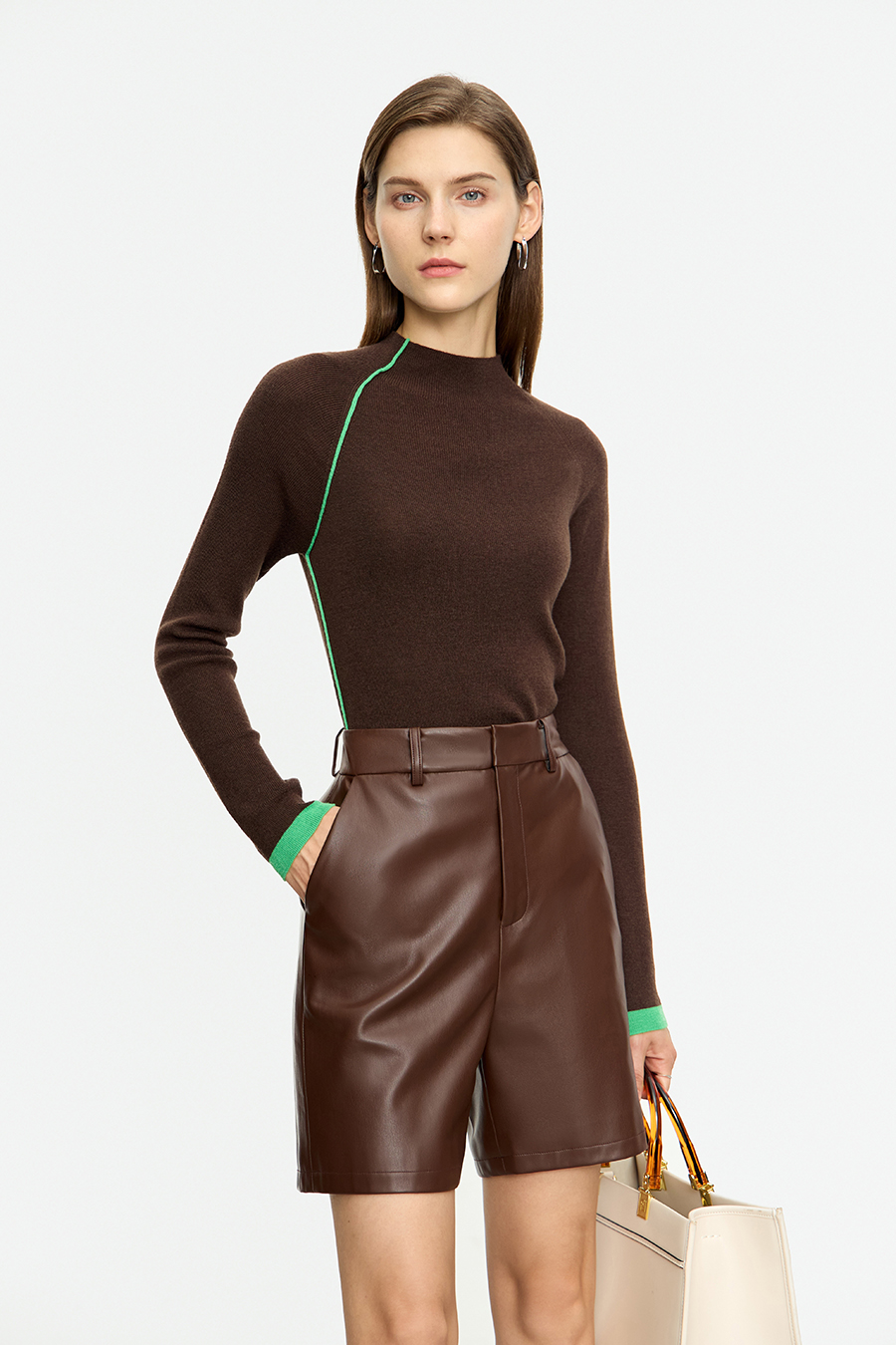 Color - block Mock Neck Sweater|AMII-AMII.com