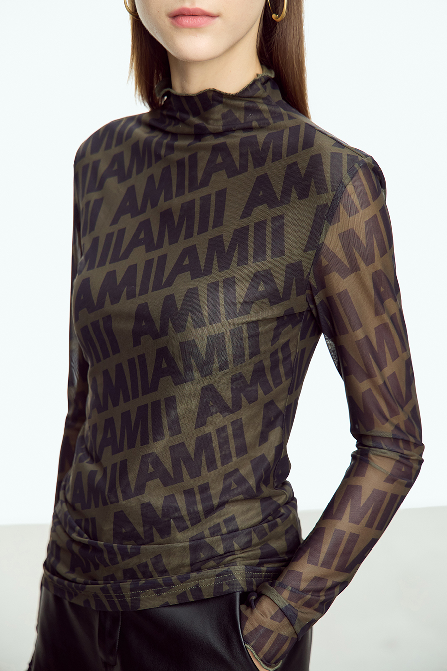 Letter Printed Slim Mesh T - Shirt|AMII-AMII.com