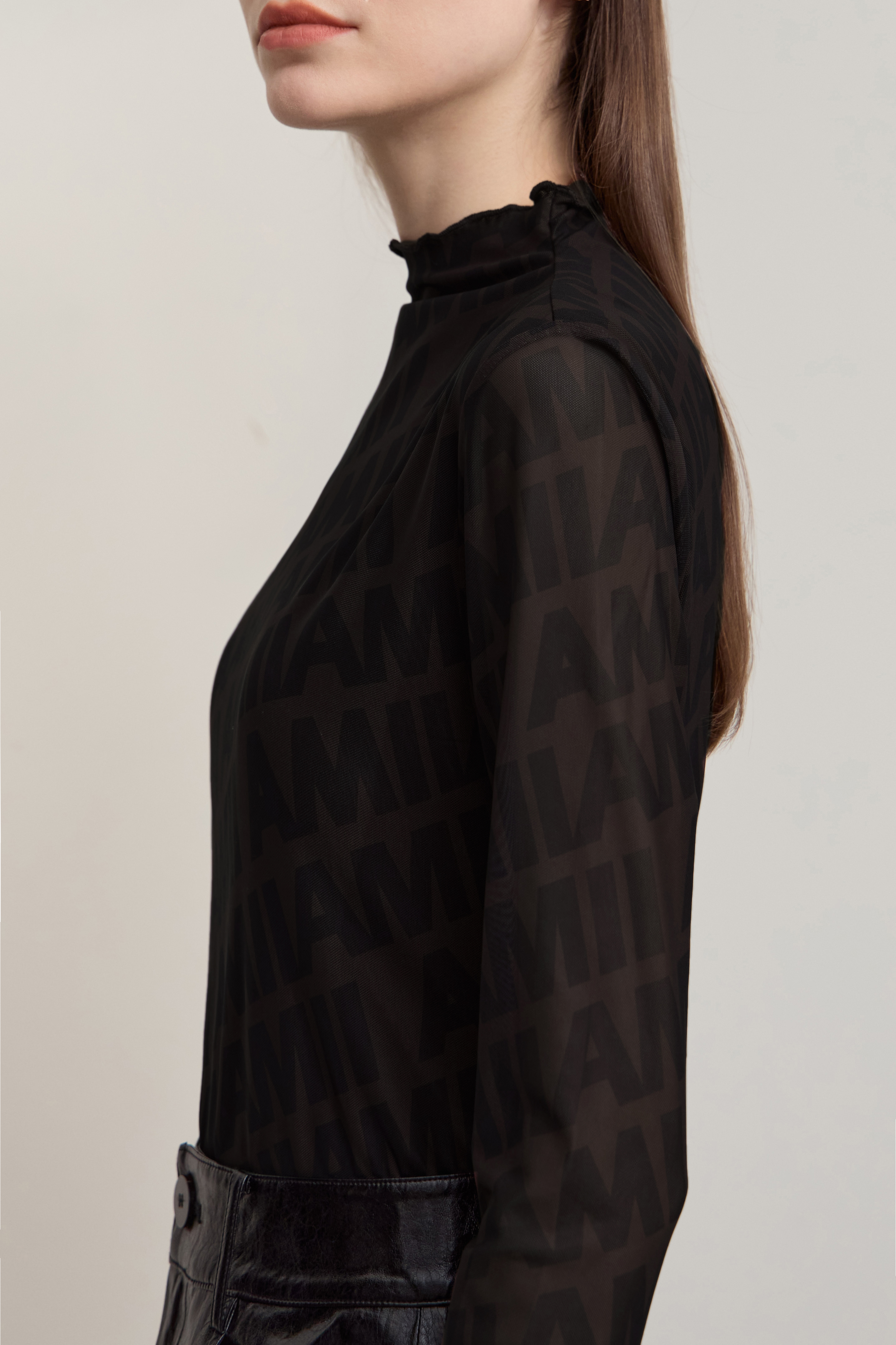 Letter Printed Slim Mesh T - Shirt|AMII-AMII.com