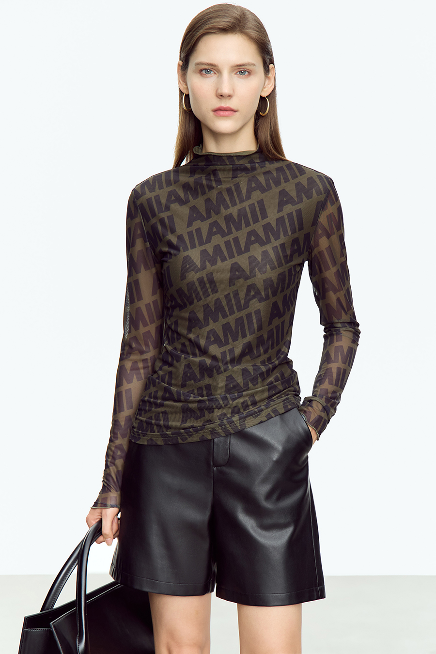 Letter Printed Slim Mesh T - Shirt|AMII-AMII.com