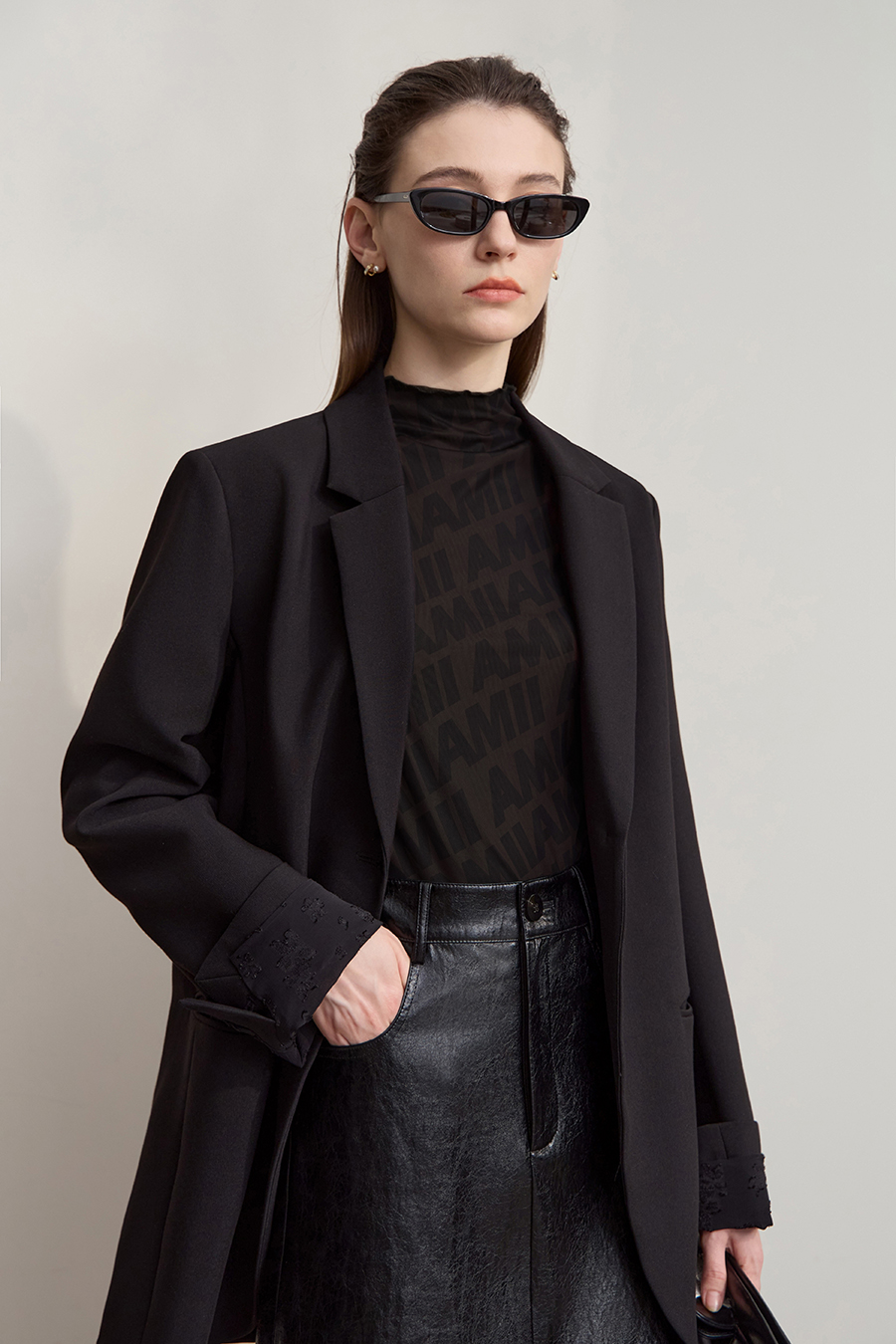 Letter Printed Slim Mesh T - Shirt|AMII-AMII.com