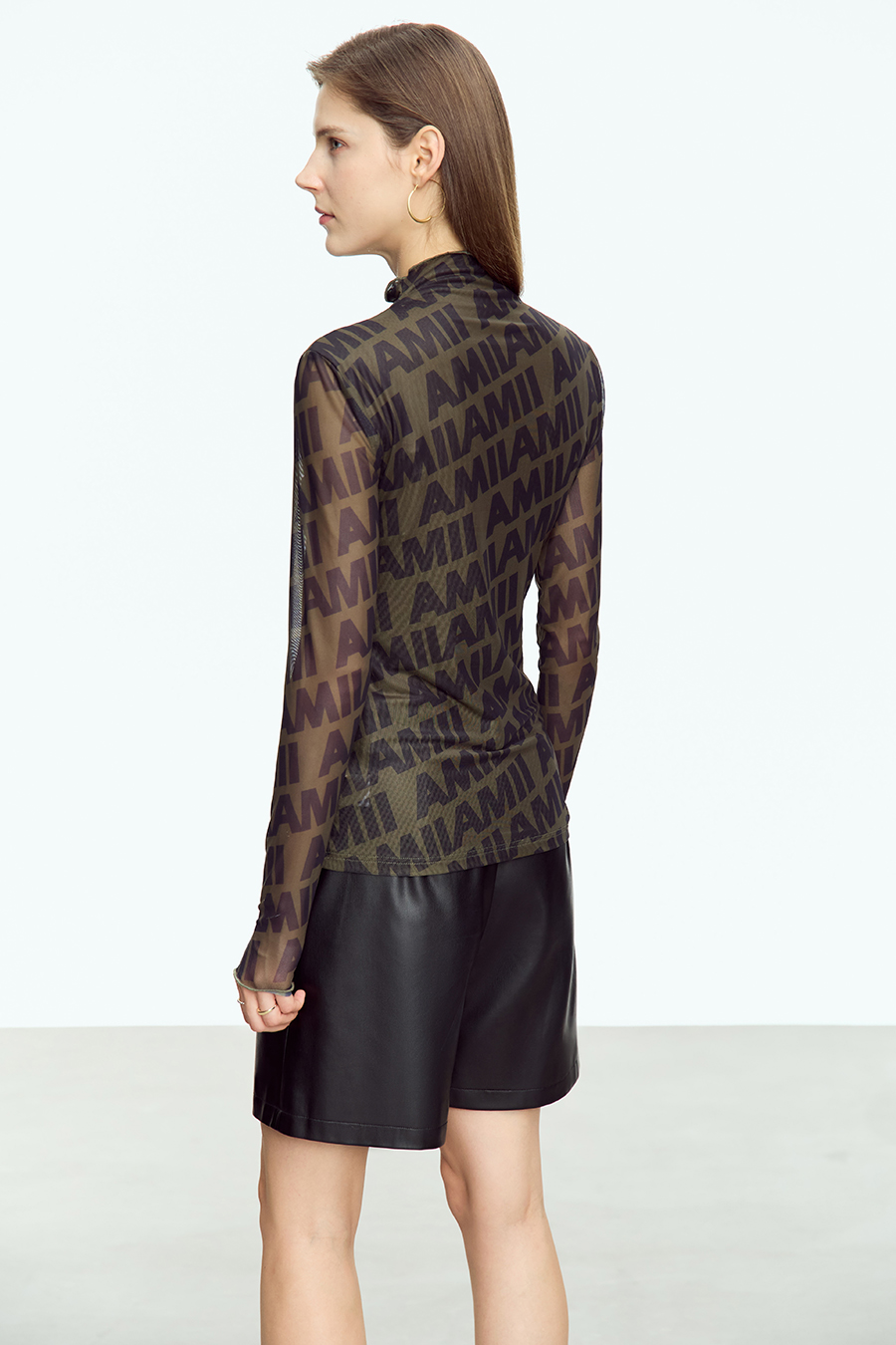 Letter Printed Slim Mesh T - Shirt|AMII-AMII.com