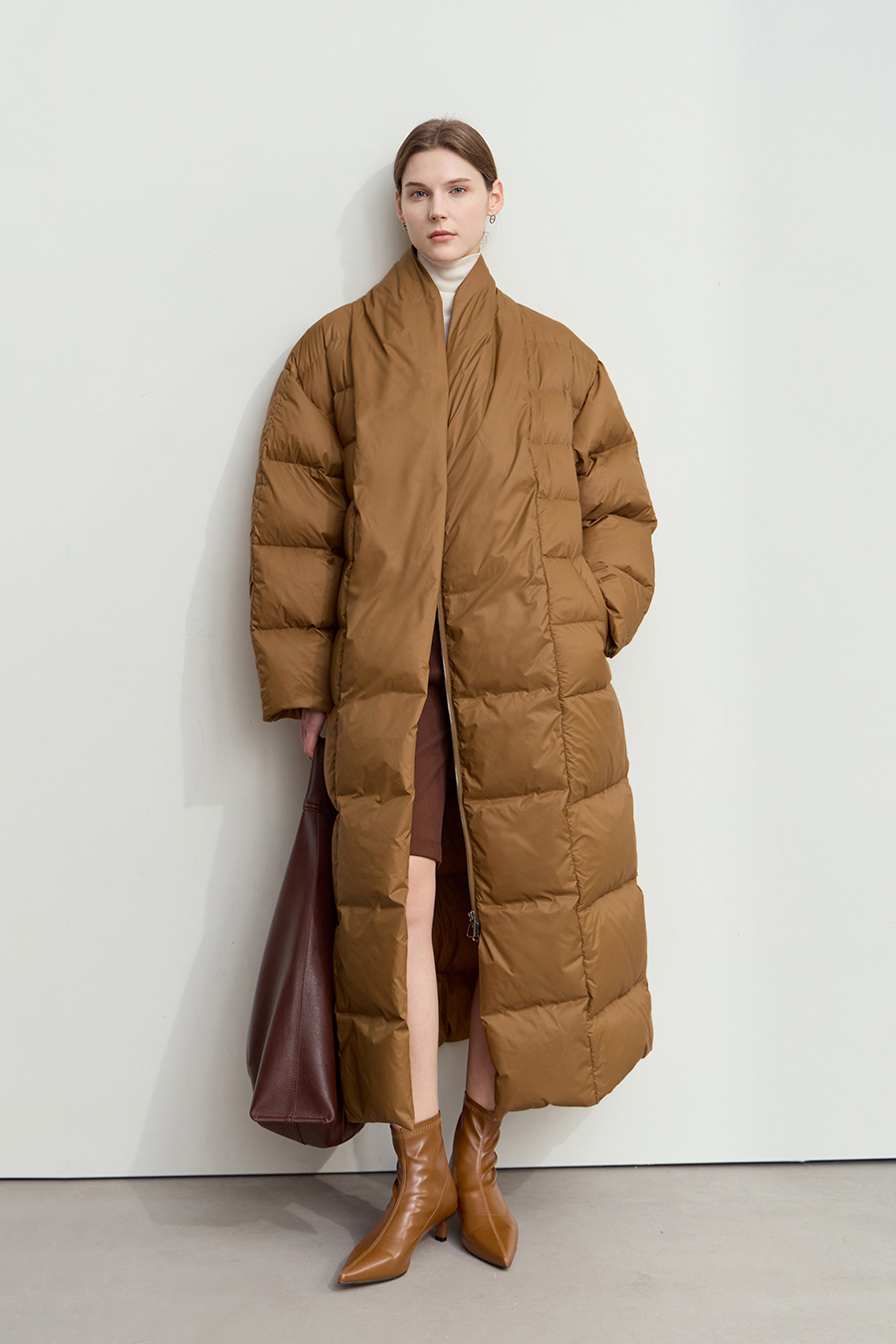 Belted Long Down Jacket|AMII-AMII.com