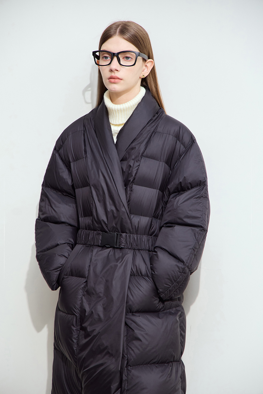 Belted Long Down Jacket|AMII-AMII.com