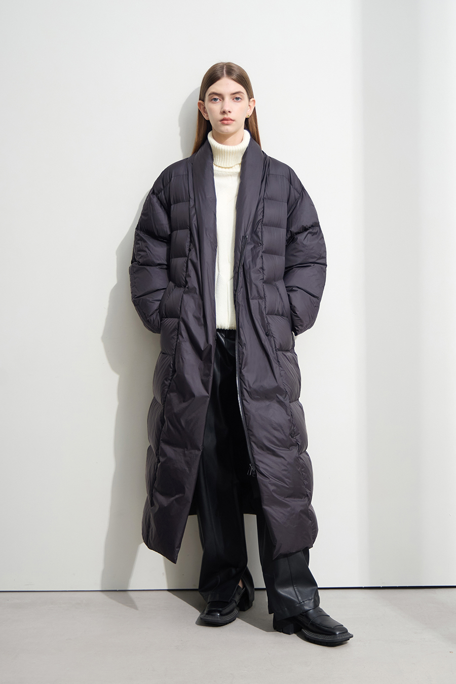 Belted Long Down Jacket|AMII-AMII.com