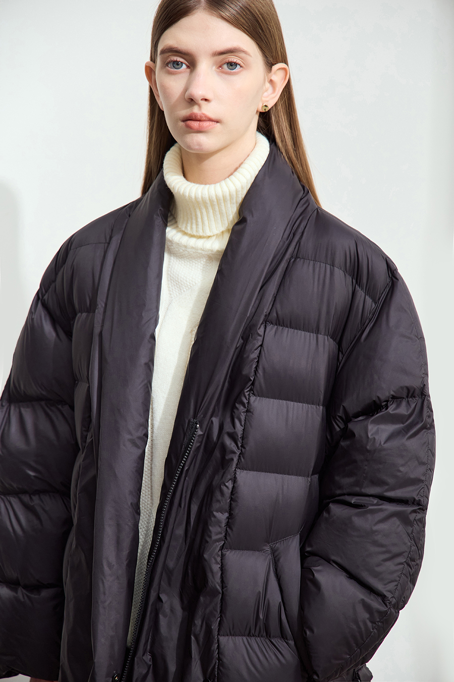 Belted Long Down Jacket|AMII-AMII.com