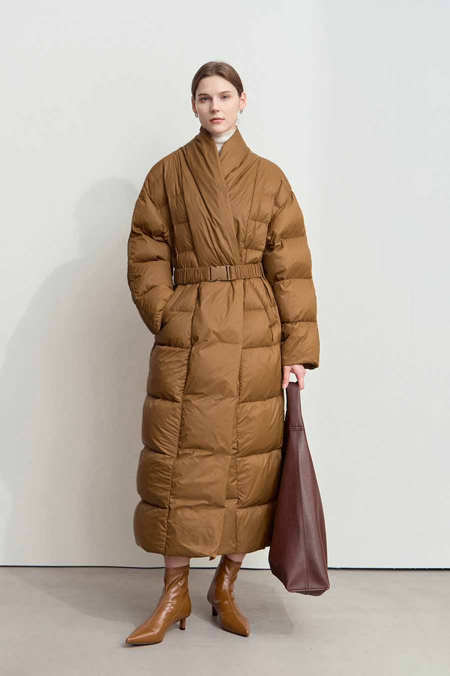 Belted Long Down Jacket|AMII-AMII.com