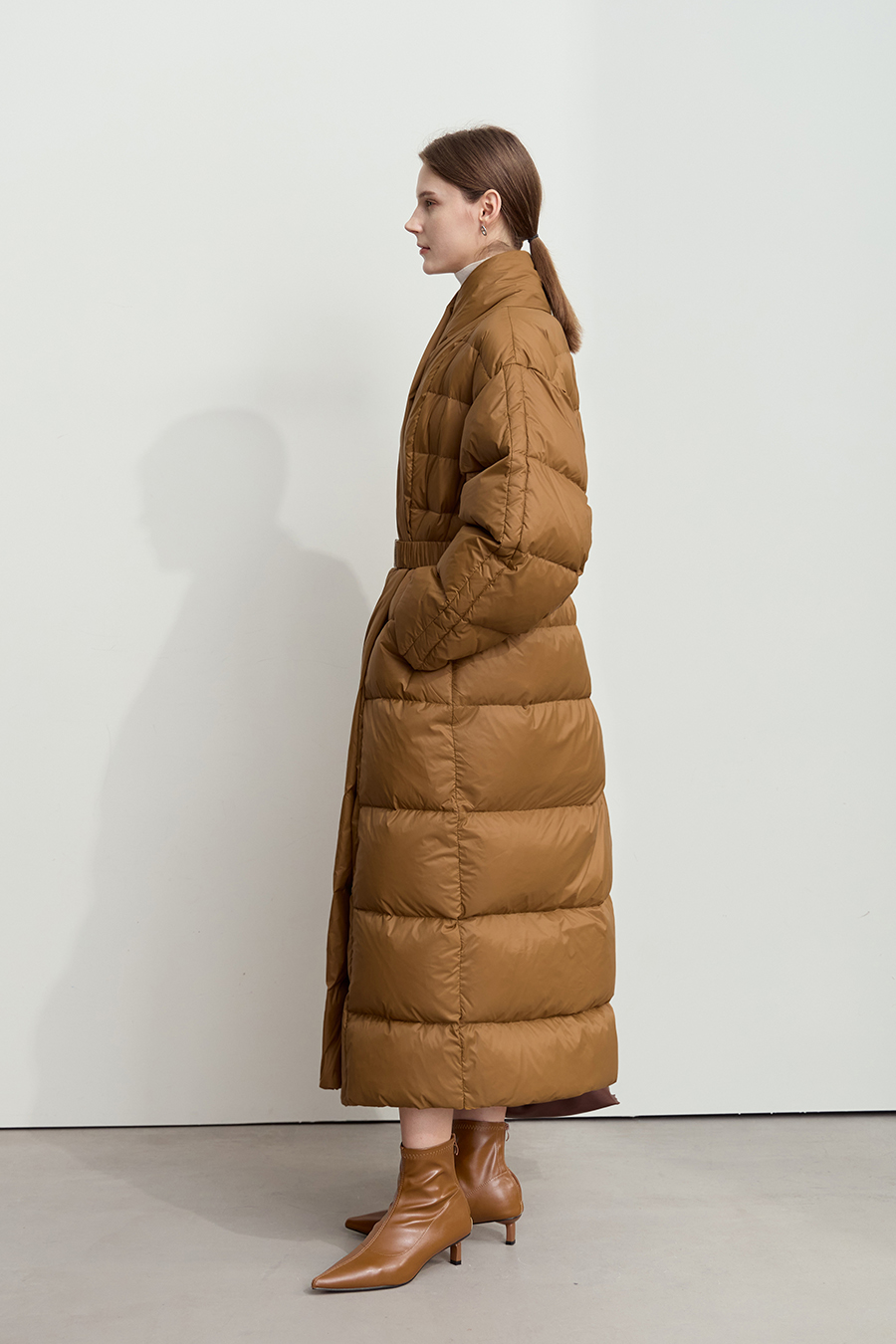 Belted Long Down Jacket|AMII-AMII.com