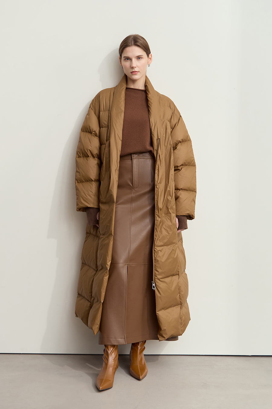 Belted Long Down Jacket|AMII-AMII.com