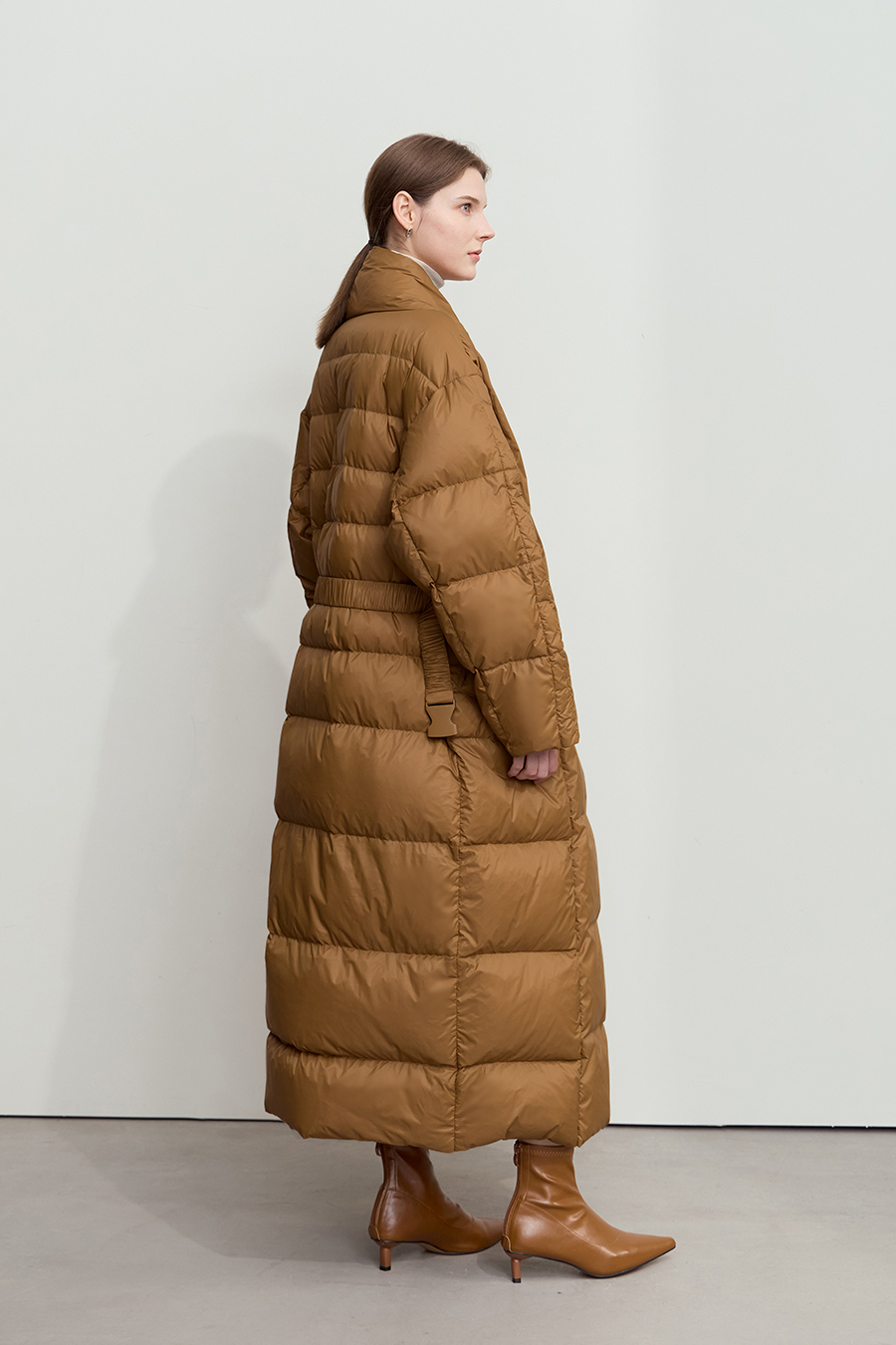 Belted Long Down Jacket|AMII-AMII.com