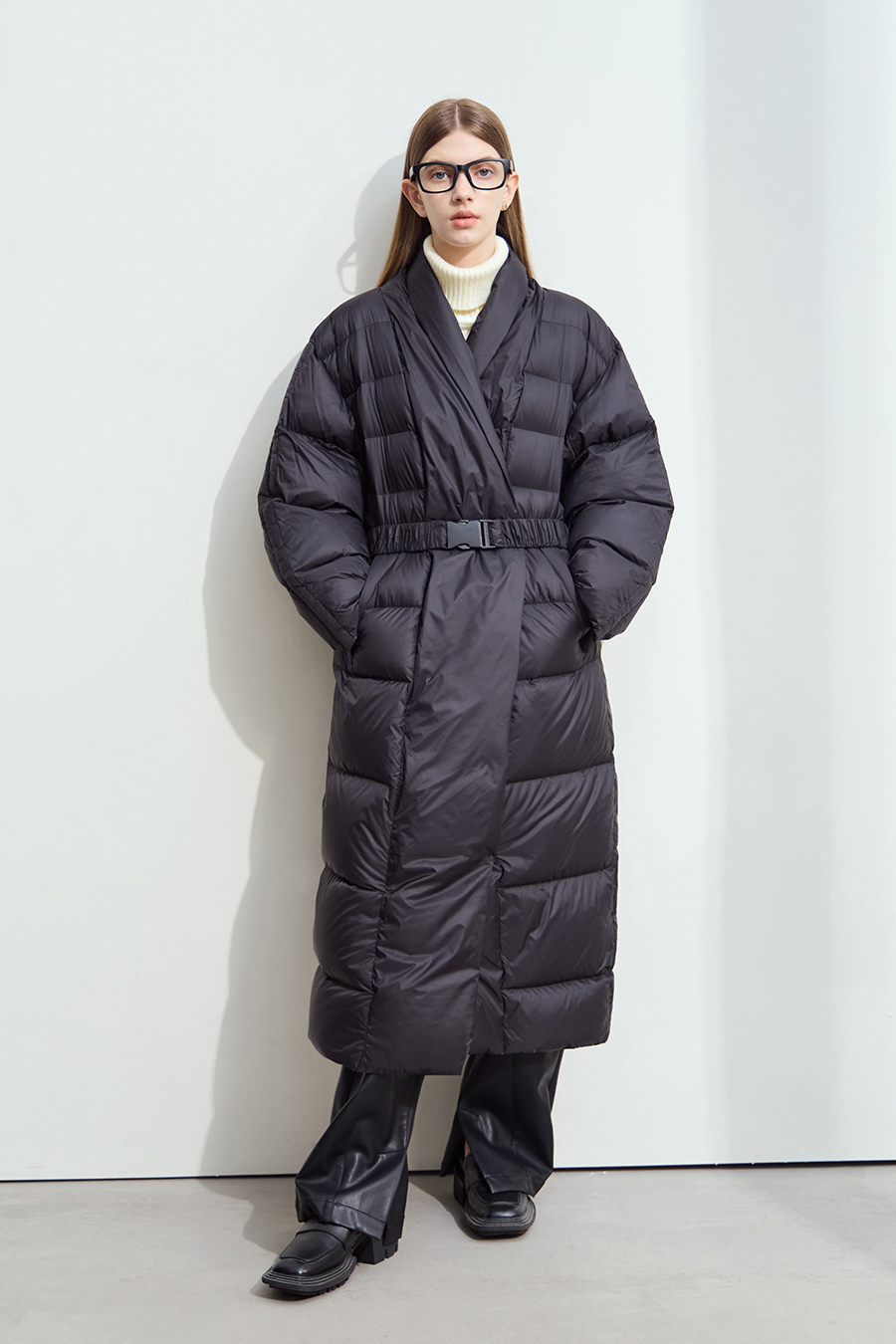 Belted Long Down Jacket|AMII-AMII.com