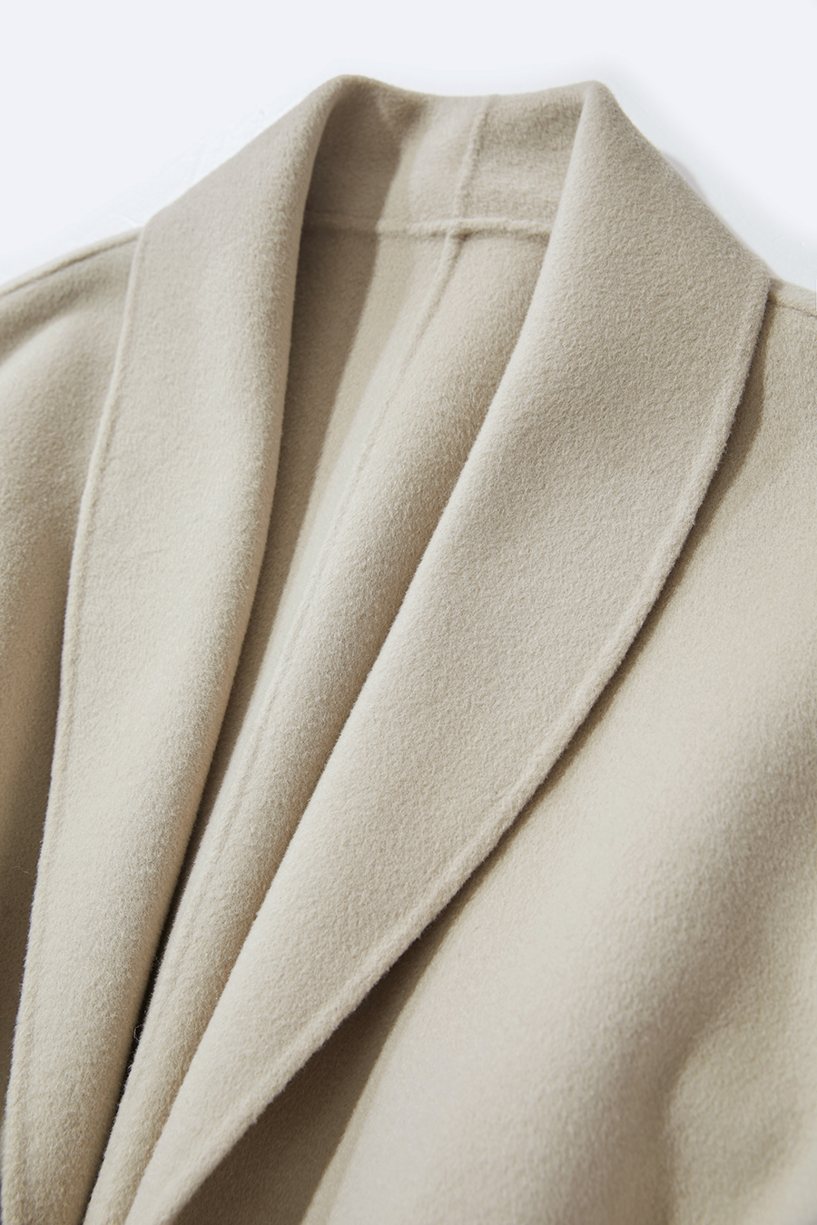 Fox Fur Cuff Trim Double-faced Wool Coat