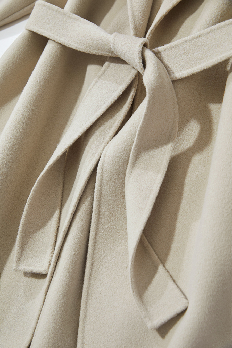 Fox Fur Cuff Trim Double-faced Wool Coat